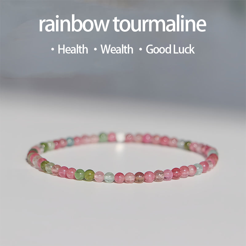 Delicate Rainbow Moonstone Dainty Bracelet,Tourmaline Stone Bracelet