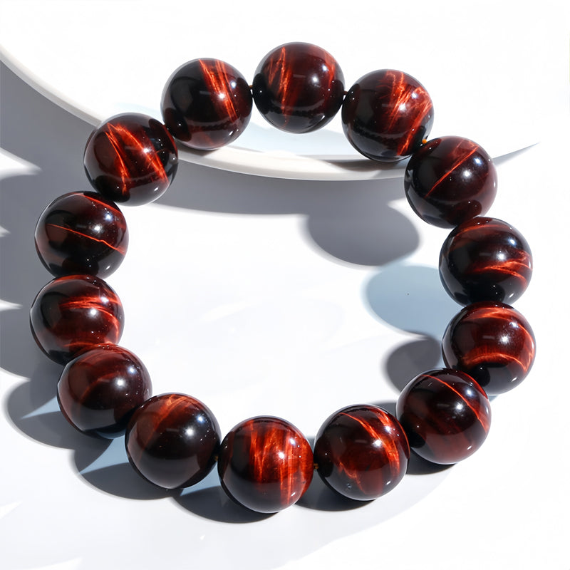 Natural Red Tiger Eye Stone Round Gemstone Bracelet