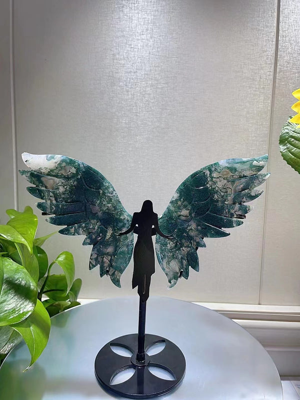 A pair Natural Dream Moss Agate Butterfly Wing,Crystal Wings, Crystal Healing, Crystal Butterfly