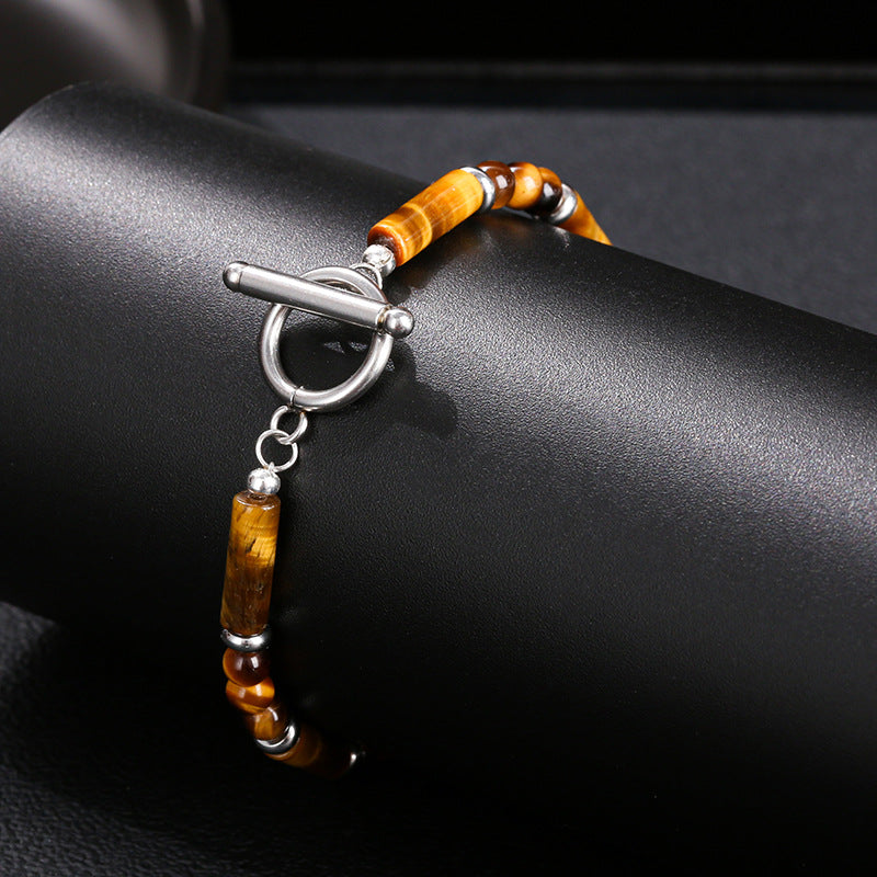 Natural Tiger Eye Stone Delicate Yoga Bracelet Gift for Women