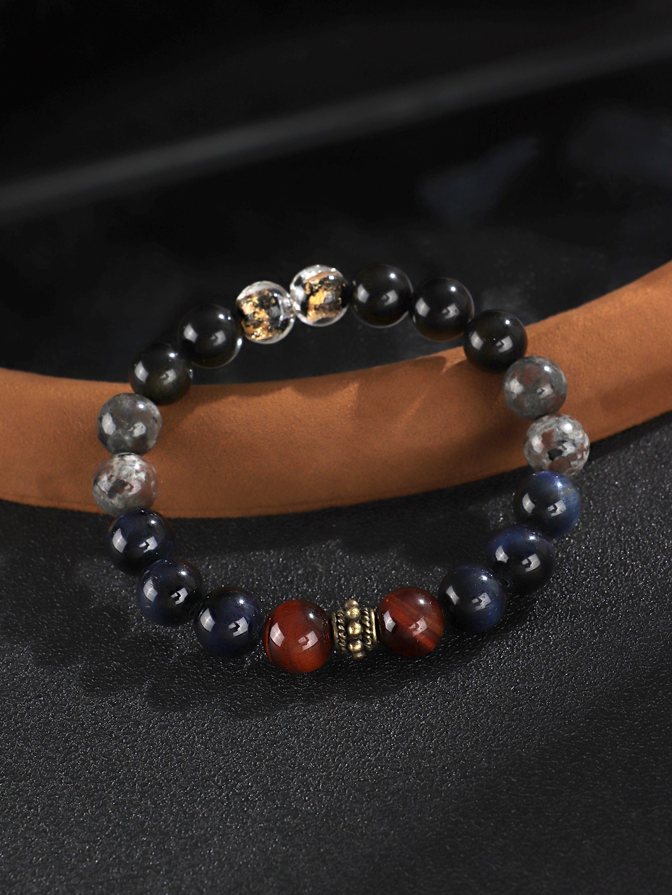 Black Golden Obsidian Beads Genuine Natural Crystal Men Women Bracelet