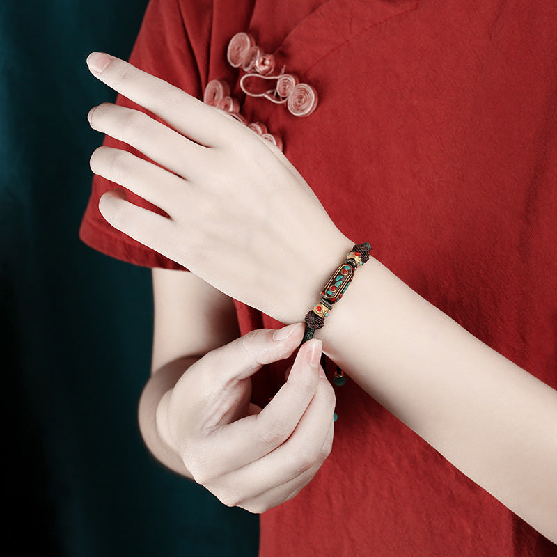 Tibetan Handmade Copper Luck Weave String Bracelet