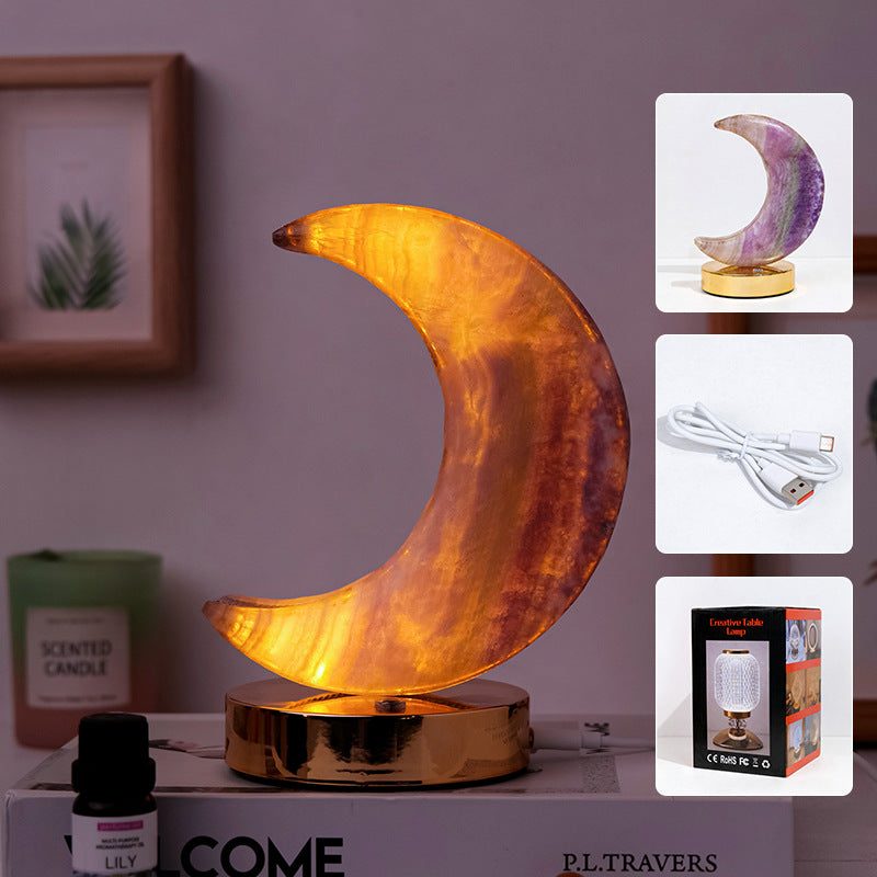 6.3“Natural Crystal &Hand Crafted Night Light Lamp