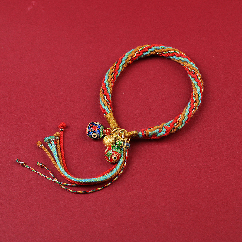 Sunnycrystal Multicolored Reincarnation Knot Prayer Wheel Dream Catcher Braid String Bracelet