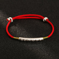 Om Mani Padme Hum 99 Silver Women Red String Bracelet