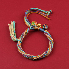 Sunnycrystal Multicolored Reincarnation Knot Prayer Wheel Dream Catcher Braid String Bracelet