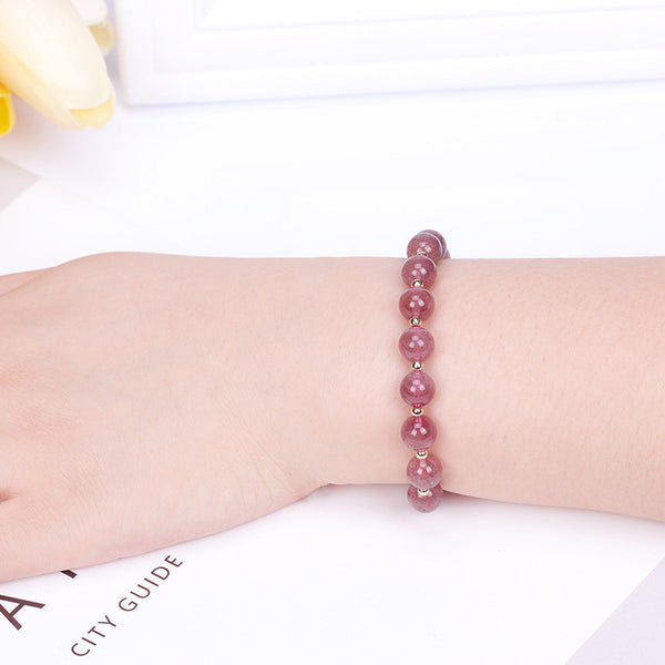 Energy Healing - Handmade Jewelry Women Bracelet Natural Strawberry Quartz Bracelet Gemstone